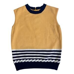 St. John Collection by Marie Gray Cami knit Sleeveless Blue/yellow Santana Sz S